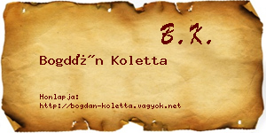 Bogdán Koletta névjegykártya